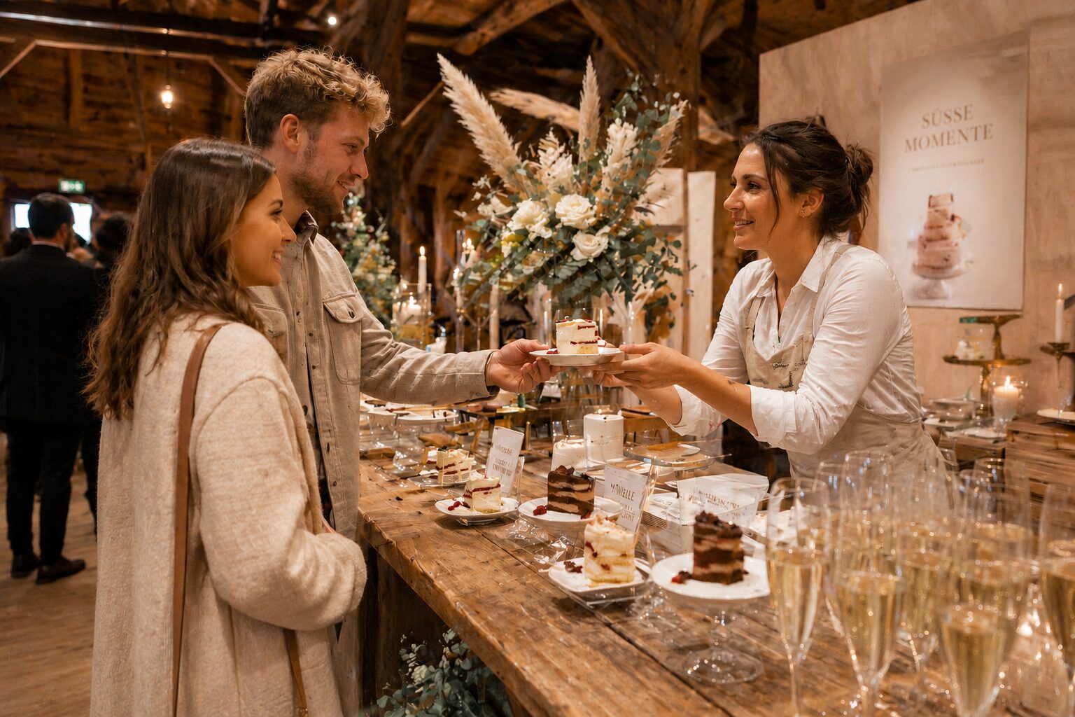 Tortenmuster und Sekt an der Tasting-Bar